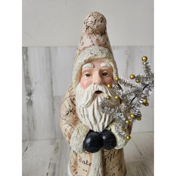 Shabby chic Santa tree glitter unique large Xmas decor 17" Tinsel tree - Picture 2 of 9